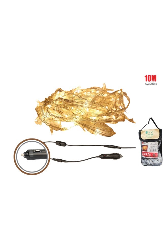 DLC Car Decorative LED String Lights – Yellow – Car Lighter Plug - 12 Watt - 10 Meter Length - For Outdoor Camping - Image 3